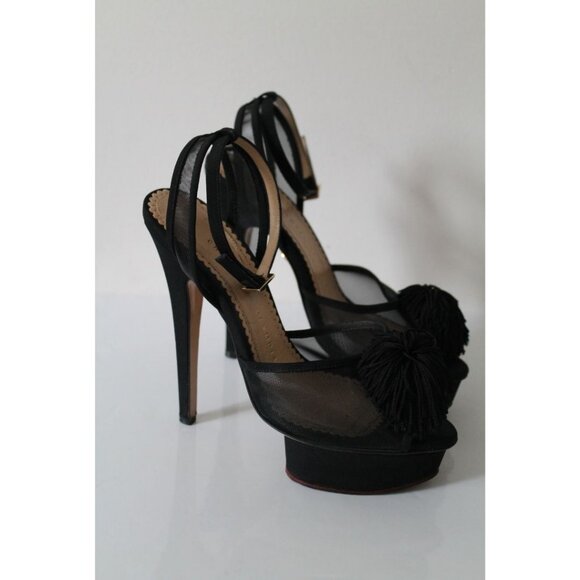 Charlotte Olympia Mesh Satin Pom Pom Pomoline Platform Stiletto Heel Size 36.5 - Picture 3 of 10